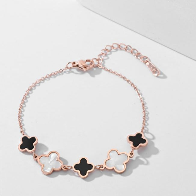 Stainless Steel Clover Link Rose Gold Bracelet