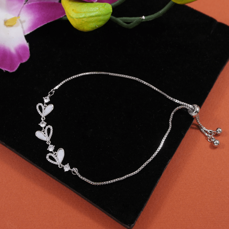 Korean Silver Plated CZ Vine Adjustable Bracelet