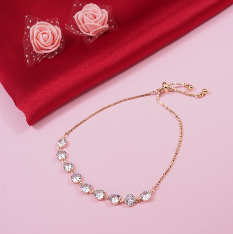 Korean Rosegold Plated CZ Adjustable Bracelet