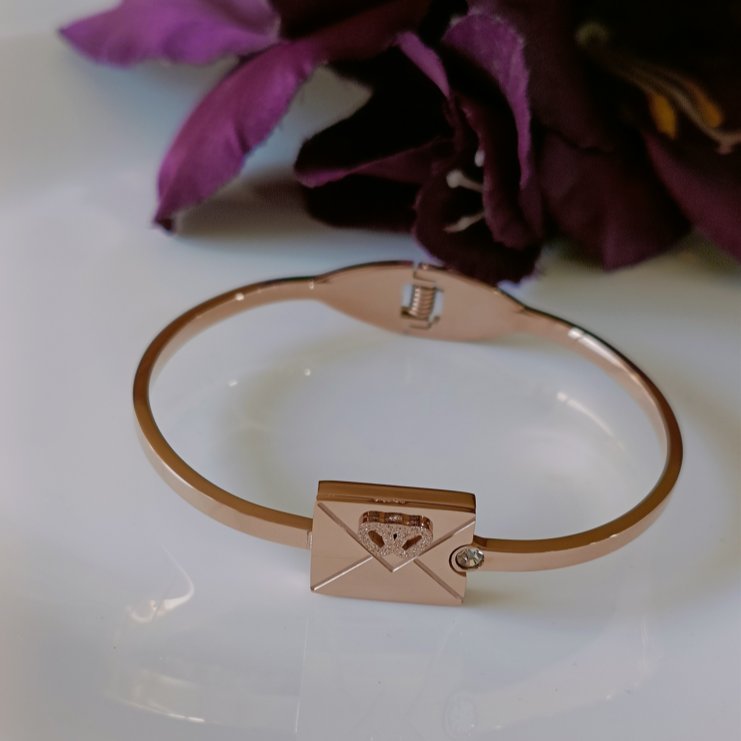 Stainless Steel Rosegold Plated Letter Box Kada