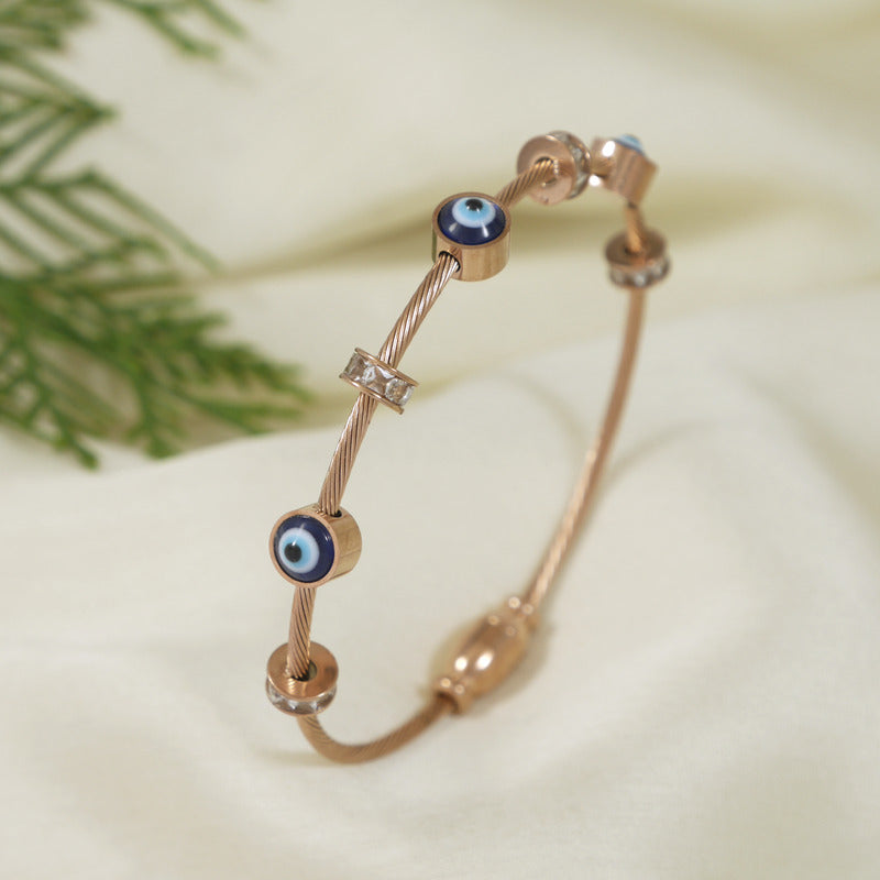 Stainless Steel Evil Eye Rose Gold Kada