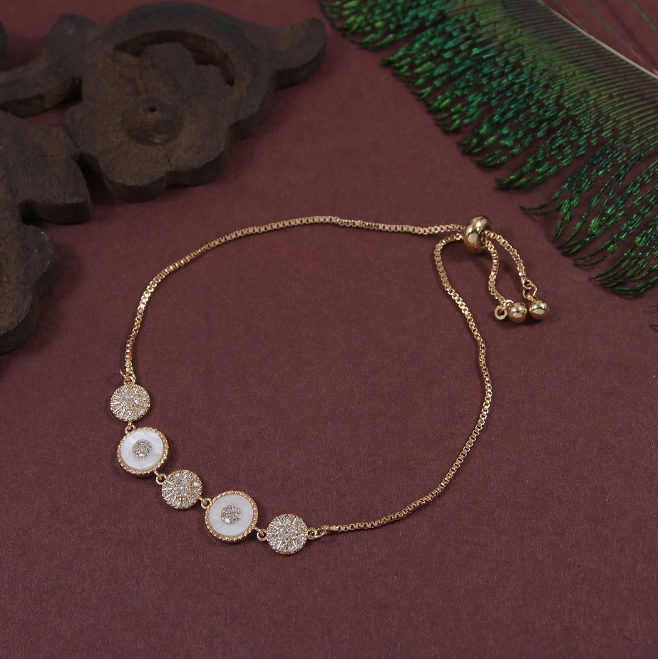 Korean Rosegold Plated Opal CZ stone Adjustable Bracelet