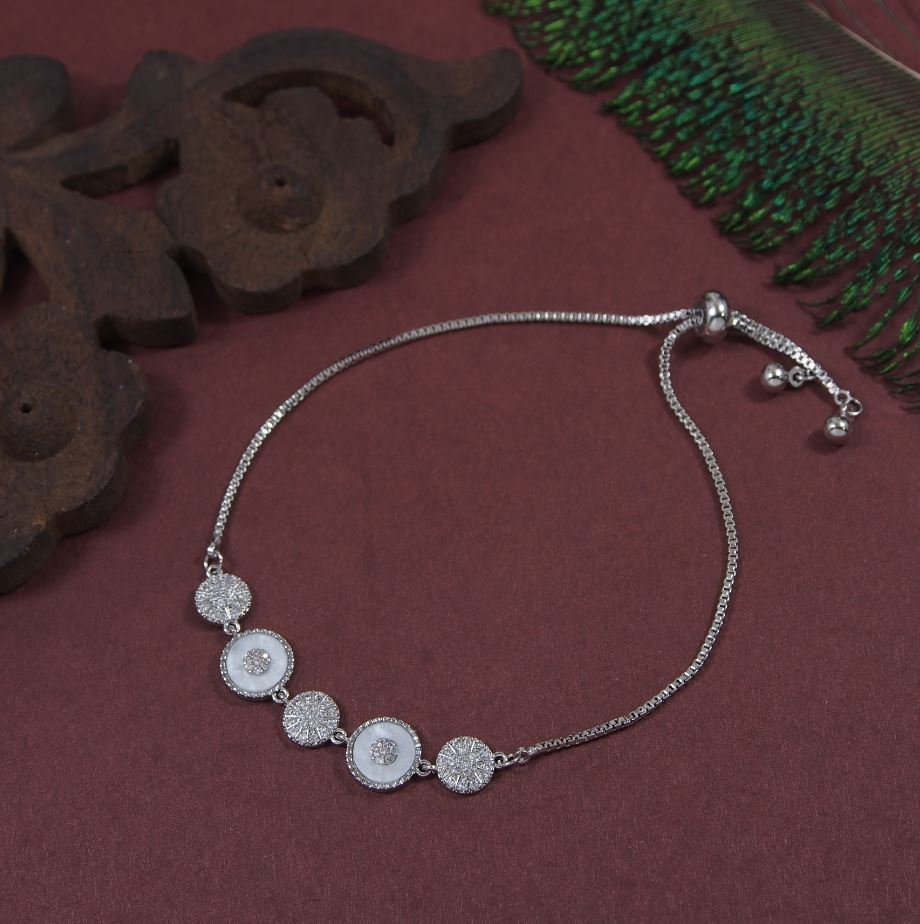 Korean Silver Plated Opal CZ stone Adjustable Bracelet