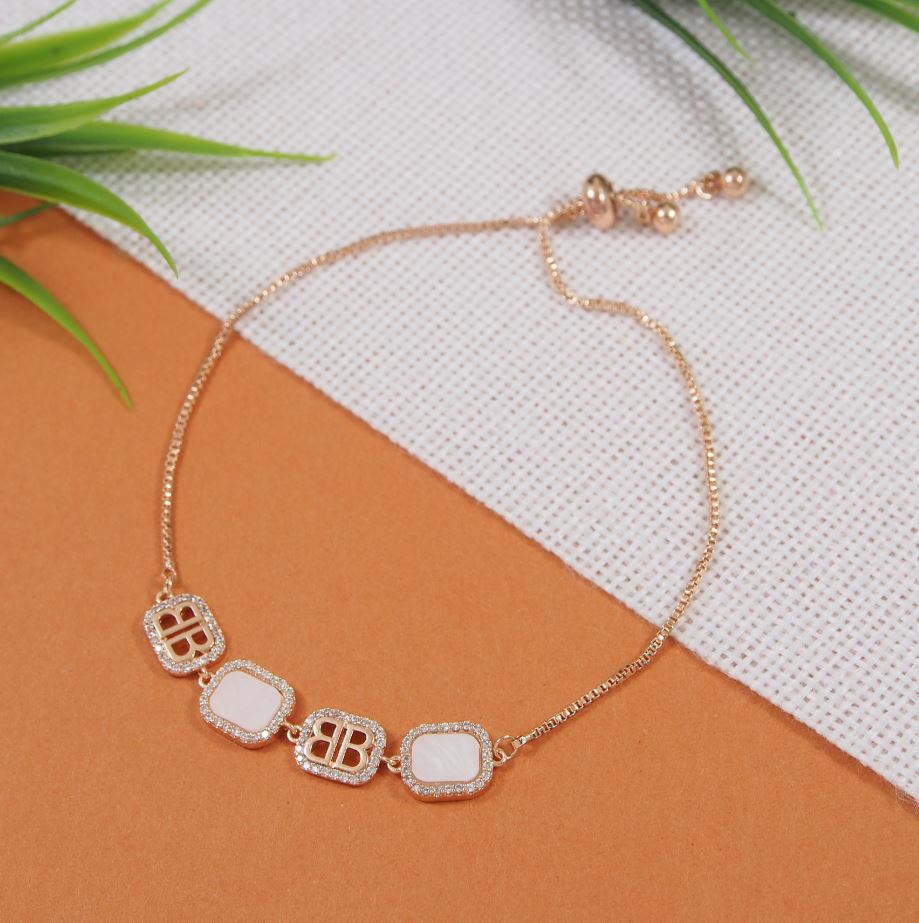 Korean Rosegold Plated Dual B letter Adjustable Bracelet