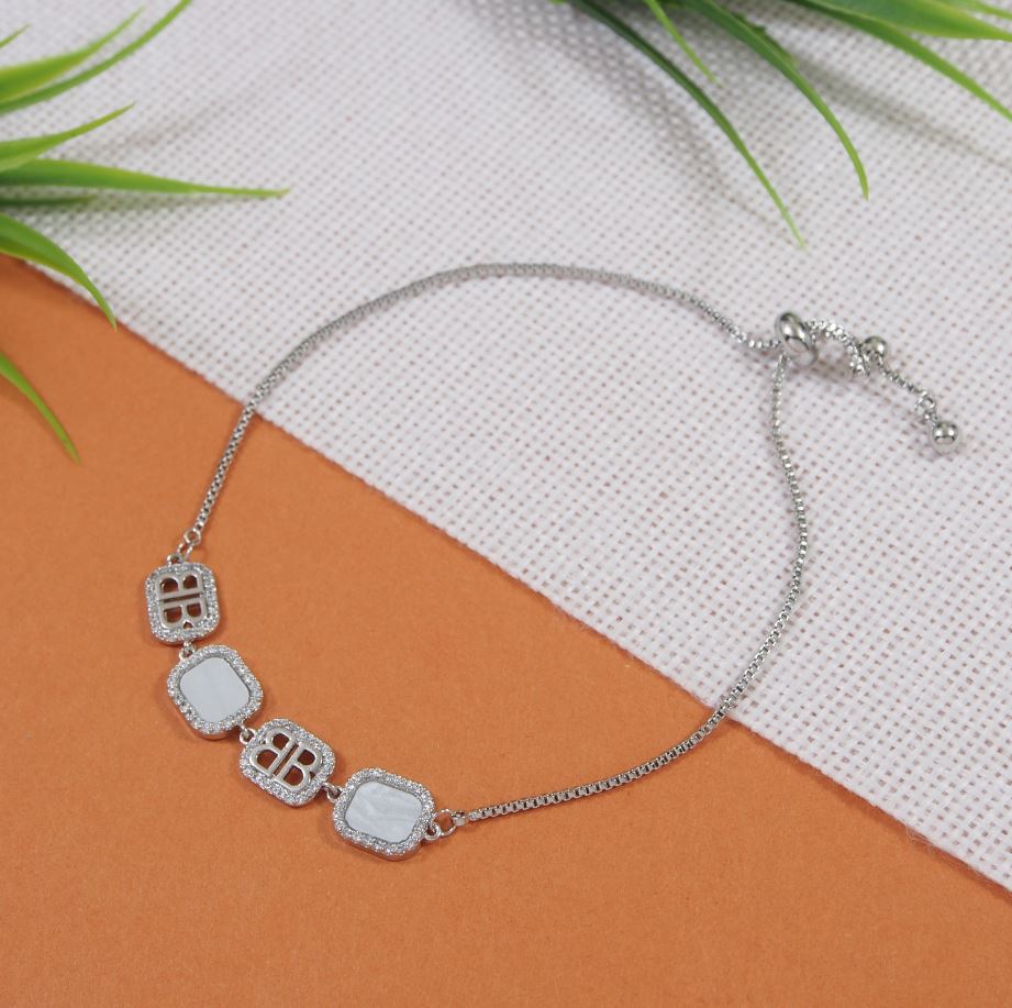 Korean Silver Plated Dual B letter Adjustable Bracelet