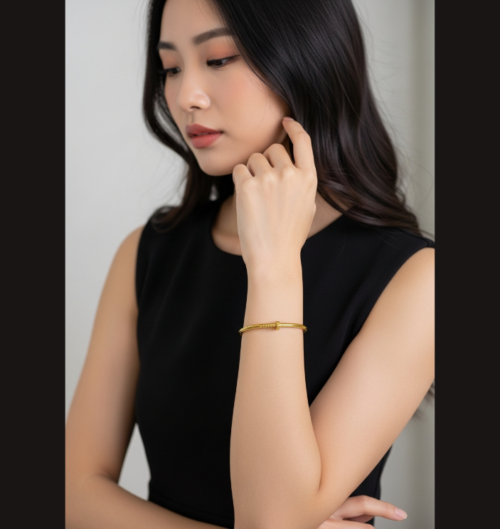 Stainless Steel Gold Plated Nail Shaped Kada