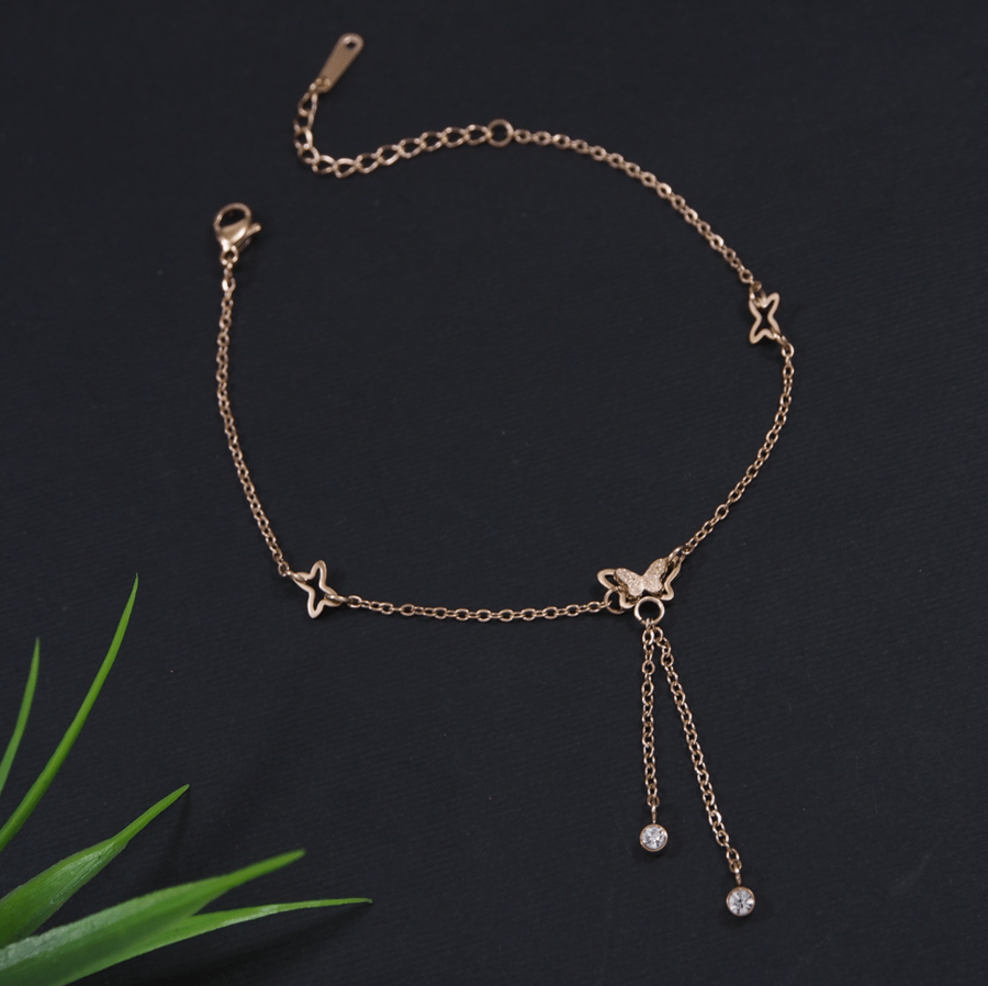 Stainless Steel Rosegold Plated Butterfly Design Bracelet