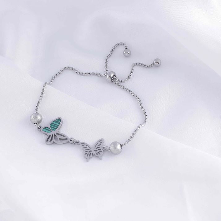 Stainless Steel Silver Butterfly Bracelet