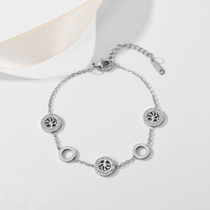 Stainless Steel Life Of Tree Silver Bracelet