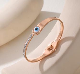 Stainless Steel Rose gold Plated Multi Coloured Crystal Kada