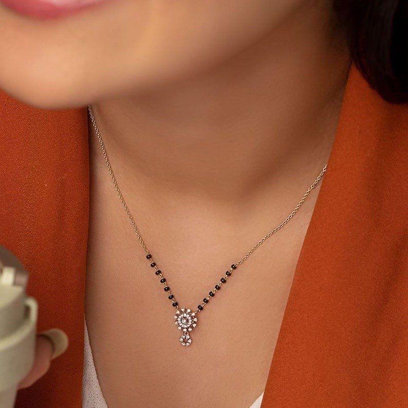 Gold Plated Flower, Diamond Mangalsutra